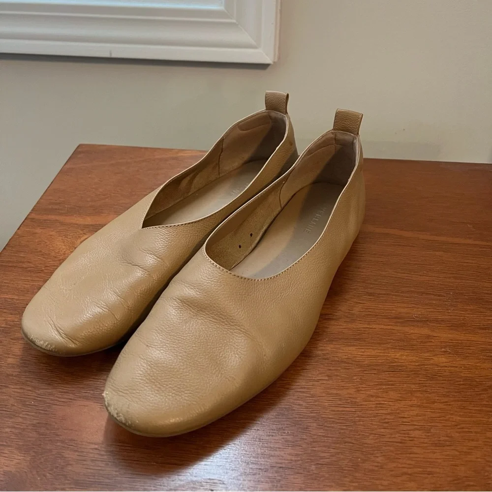 Everlane Tan Leather Ballet Flats
